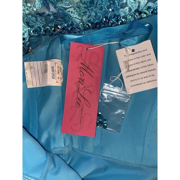 Morilee NWT Size 10 Beaded Lace Keyhole Dress #9335 Freeze Blue Homecoming $290 - Picture 13 of 16